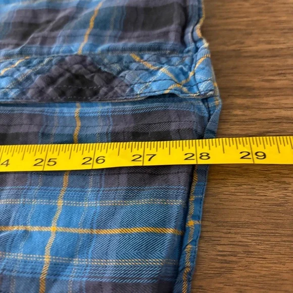 Guess Los Angeles Women's L Regular Fit Blue Plaid Flannel Shirt - Picture 9 of 10